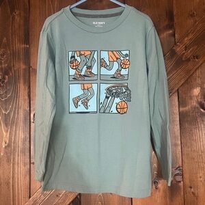 Boys Youth Small Old Navy Kids Basketball Long Sleeve Green Shirt